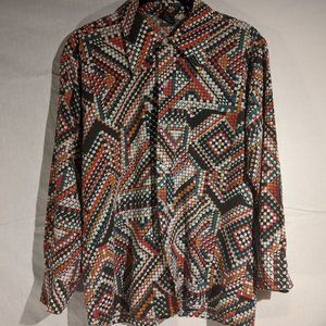 Vintage long sleeve abstract button up